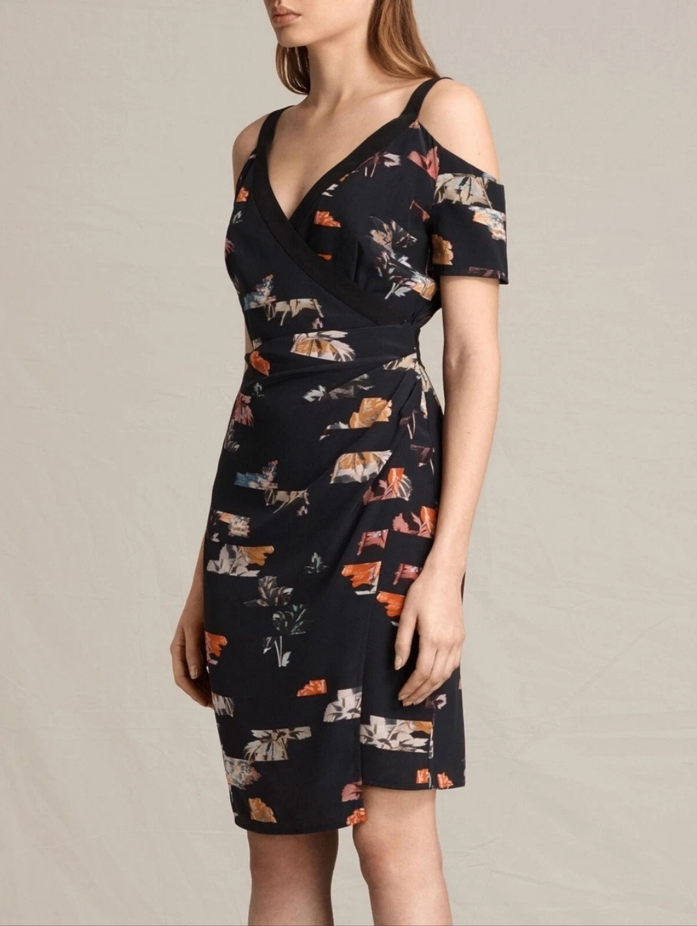 AllSaints Black Cadia Arosa Silk Dress NEW